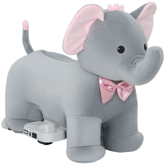 Qaba 6V Kids Ride on Toy Elephant, Battery Powered Ride on Horse with Music