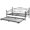 Black, variant on VECELO Twin Metal Daybed Frame with Trundle, Mattress Foundation Sofa Bed Platfrom with Headboard, No Box Spring Needed, White
