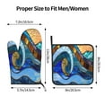 thumbnail image 3 of Xecao Stained Glass Ocean Wave Pattern Oven Mitts and Pot Holders Sets Heat Resistant Silicone Oven Mittens Extra Thicken Long Kitchen Cotton Oven Glove for Cooking, 3 of 7