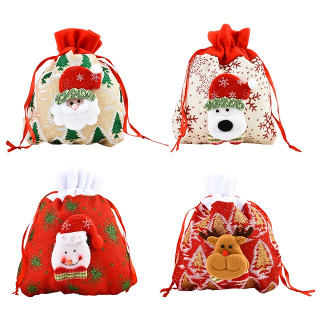 Christmas Gift Bags 3/4pcs Candy Sack holiday Drawstring Bags For Gifts santa Bulk Kids Stuffers Containers Bag Combination