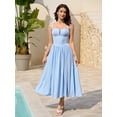 thumbnail image 3 of Vestido KUTUMAI de encaje de verano con cuello cuadrado, midi, azul y bolsillos, 3 of 5