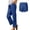 Blue, variant on Ludearly Linen Pants for Women Beach Summer Plus Size Elastic Waist Straight Leg Crop Button Casual Trousers with Pockets