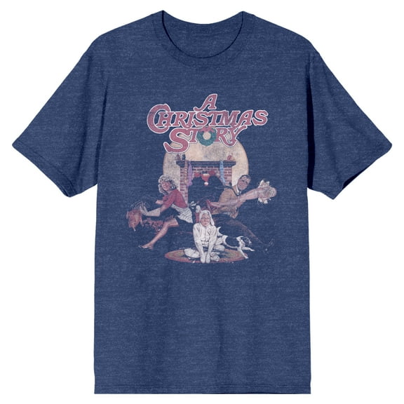 A Christmas Story Parker Family Key Art Men's Heather Navy T-shirt-Medium