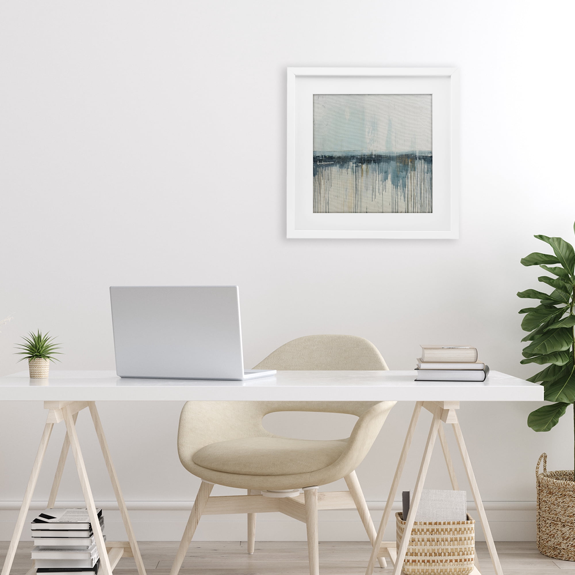 Stupell Industries Acrylic Drift Abstract White Framed Print Under Glass, design by Svetlana Aleynikova