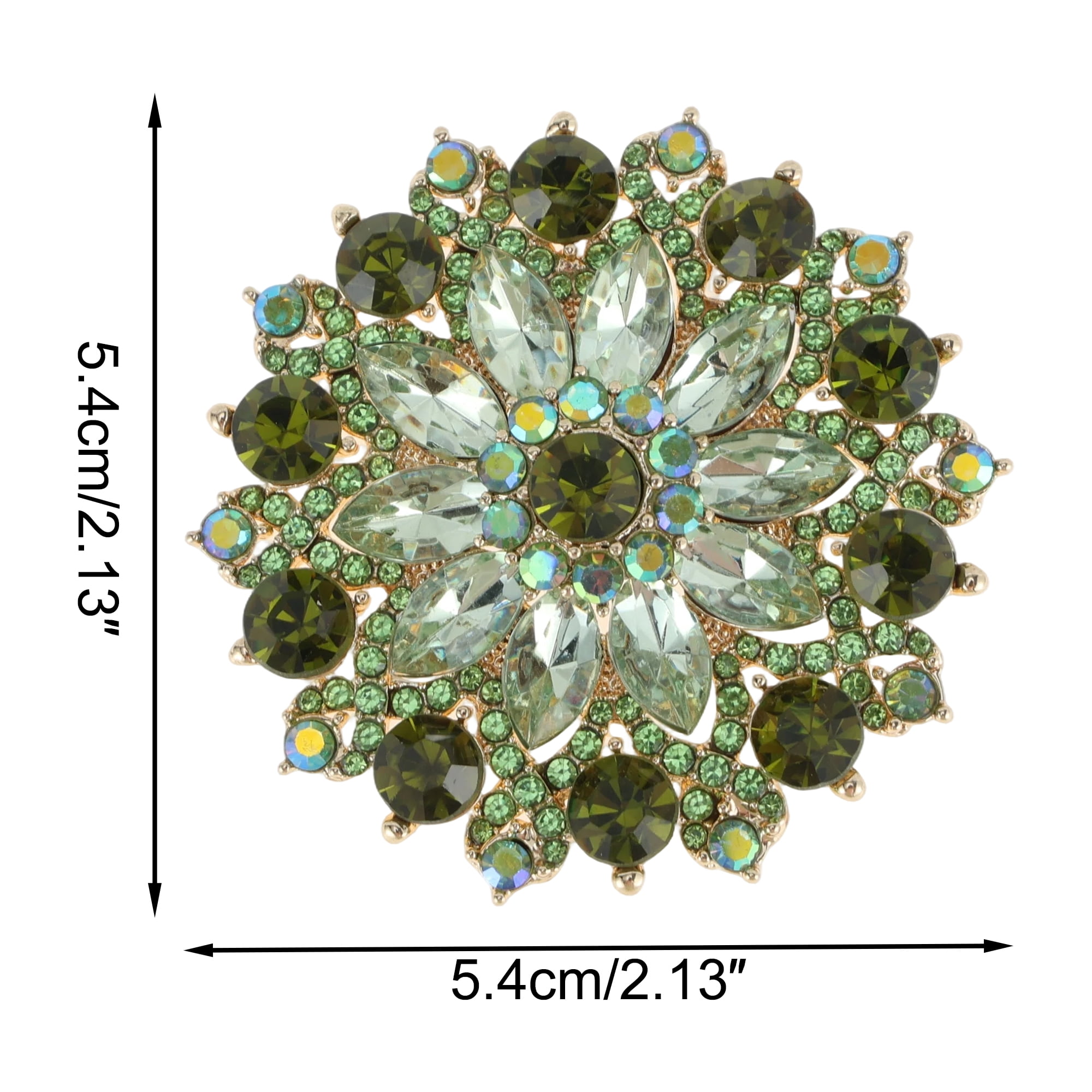 Unique Bargains Elegant Vintage Rhinestone Brooch in Green Color for Fashion Accessories