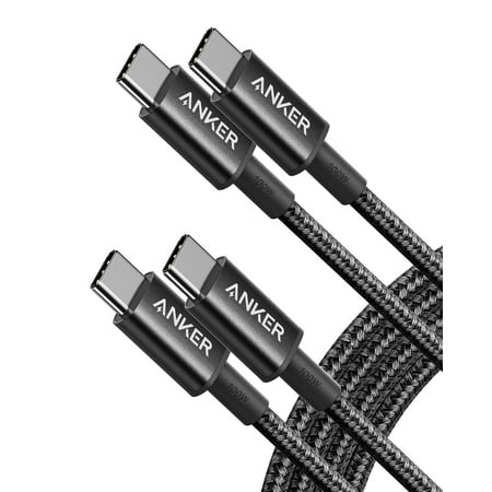Anker 333 USB C to USB C Charging Cable 100W 6ft Nylon,2-Pack|Black