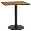 Flash Furniture 30'' Square Natural Laminate Table Top with 18'' Round Table Height Base
