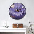 thumbnail image 4 of 9.5in Acrylic Wall Clock with Glass-like Finish Round Clock for Home Decoration Purple Halloween-themed Background, 4 of 9