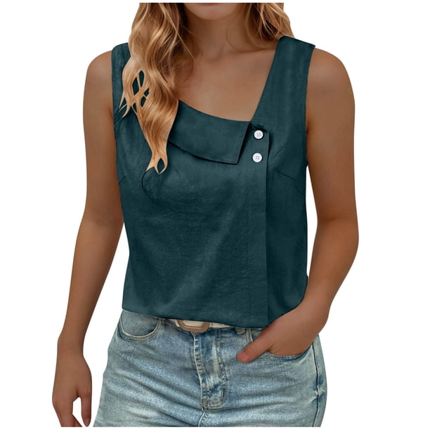 Camiseta de Verano de Cuello Redondo sin Mangas para la Fiesta Y el Uso Diario, Camiseta de Moda, Todo el Uso de Temporada