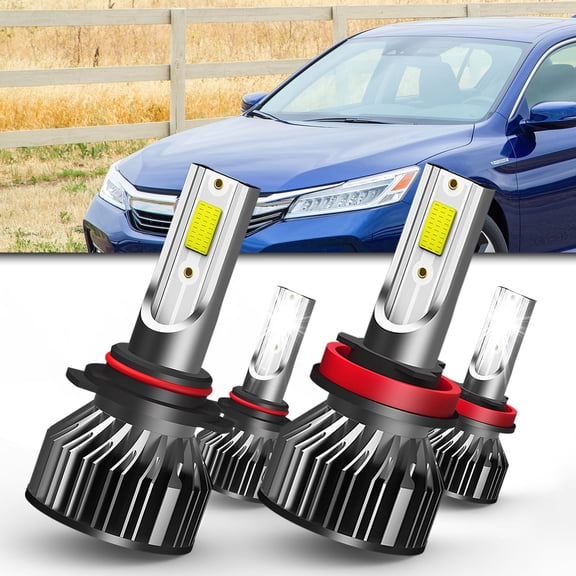 QIPEIZSP For Honda Accord 2013-2018 4x Combo LED Headlight Bulbs,9005 High Beam H11 Low Beam