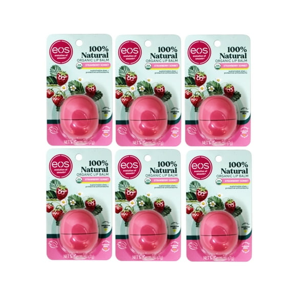6 Pack EOS Evolution of Smooth Strawberry Sorbet Lip Balm 0.25 Oz Each