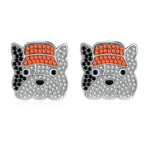 French Bulldog Stud Earrings for Women Sterling Silver Cz Ginger Lyne Collection