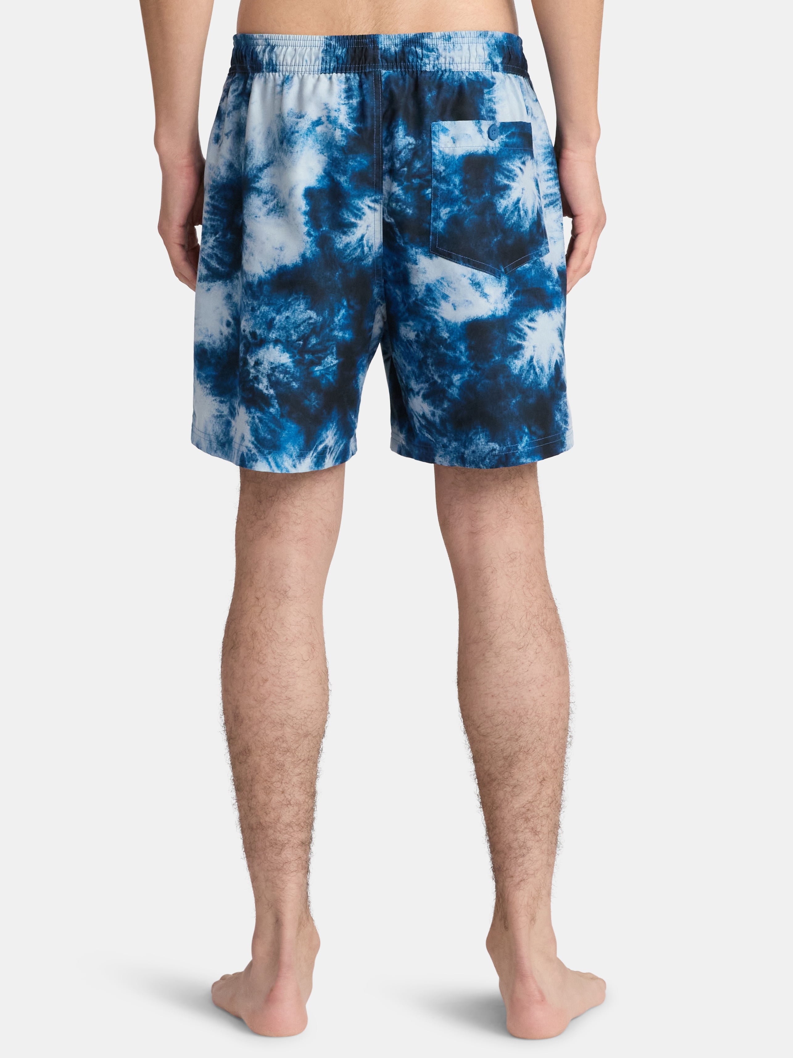 No Boundaries Elastic Waist Swim Shorts, 6" Inseam, Men's & Big Men's