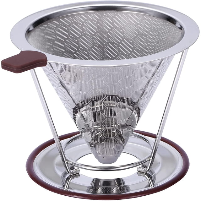 yeacher Pour Over Coffee Dripper,Stainless Steel Coffee Filter,Easy to Clean Paperless pour over coffee maker,Reusable Pour Over Coffee Filter,Cone Coffee Dripper with Removable Cup