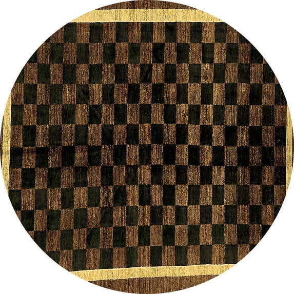 Ahgly Company Indoor Round Checkered Brown Modern Area Rugs, 5' Round