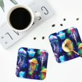 thumbnail image 5 of Balery 4 Pcs Transparent Jellyfishesleather Coasters Set, Drink Table Cup Coasters For Living Room Kitchen Coffee Decor, 5 of 9