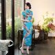 thumbnail image 1 of Vestido cheongsam mejorado de primavera y verano, vestido largo de satén con estampado para banquetes diarios, ropa de actuación para mujer, 1 of 6