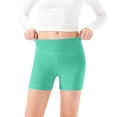thumbnail image 6 of Girls High Waist Yoga Shorts, Tight Fit Workout Running Shorts for Kids, Breathable Quick Dry Dance Shorts and Athletic Leggings, Fitness Shorts for Age 5-14 Years Mint Green 160, 6 of 6