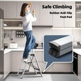 thumbnail image 4 of 3 Step Ladder, Lightweight Portable 3 Step Stool with Anti-Slip Wide Pedal,330lbs Capacity Aluminum Ladder for Household,Office,Library(Silver), 4 of 16