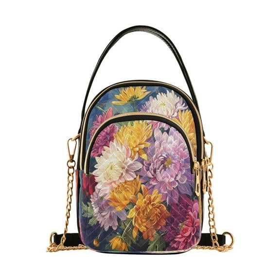 ALAZA Chain Crossbody Bags for Women Fresh Chrysanthemums Flower Shoulder Handbag Phone Purse