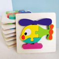 thumbnail image 2 of 3-Pack Children's Wooden Animal Jigsaw Puzzle Early Education Educational Handmade Parent-Child Interactive Toy Cartoon Intelligence Development, Earl, 2 of 4