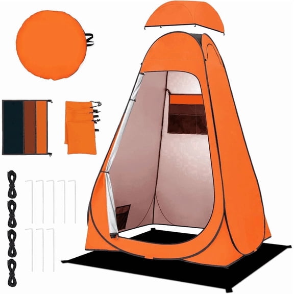 Pop Up Shower Tent, Portable Privacy Camping Changing Tent, Camp Toilet Bathroom Pod with Rain Shelter & Windows, UPF 50 & Waterproof, 47.2" x 47.2" x 74.8"