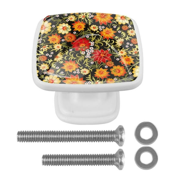 4 Pieces Set Drawer Pulls Handle Square Wardrobe Cabinet Knobs with Stainless Steel Screws Furniture Kitchen Decor