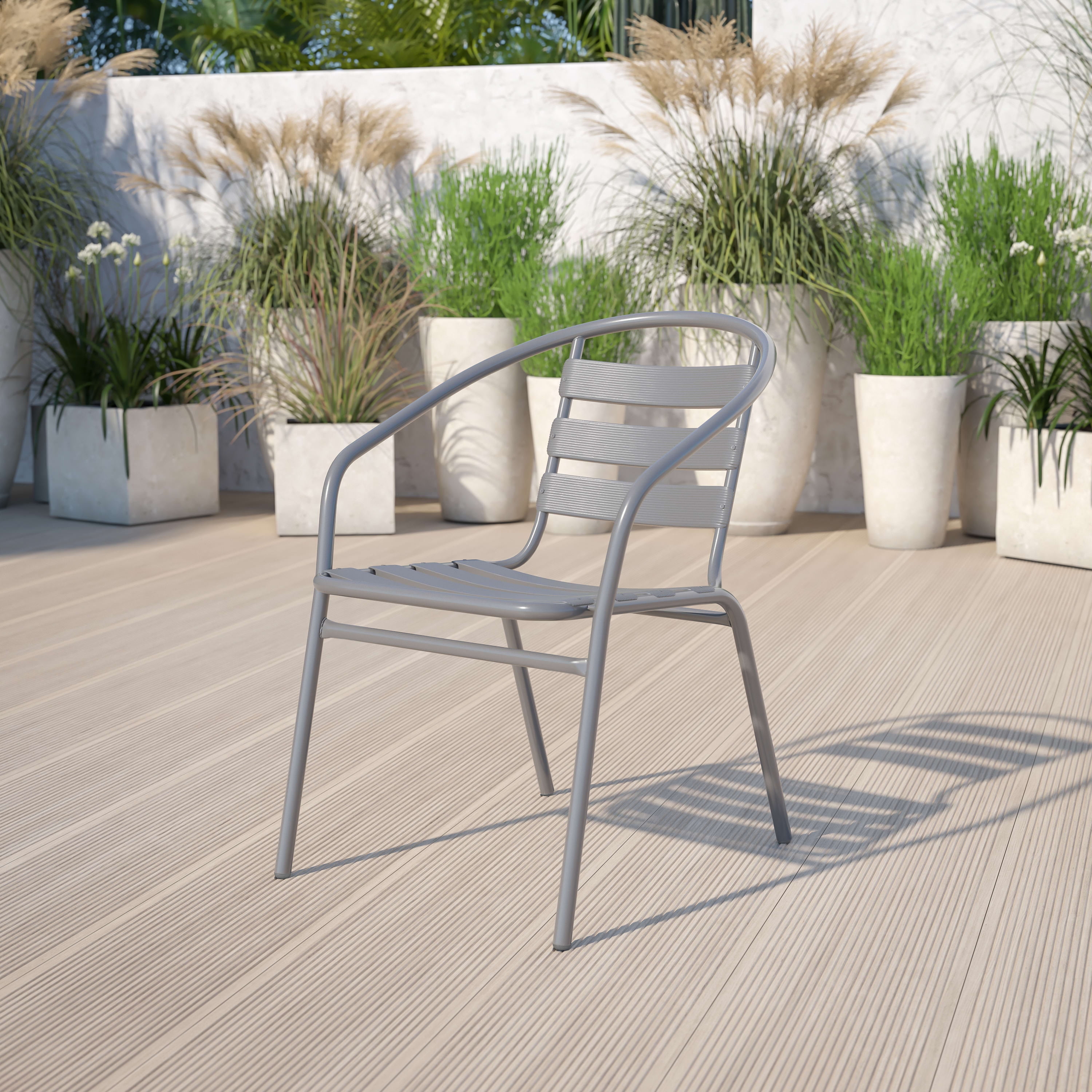 Commercial Quality Details about   Indoor-Outdoor Aluminum Restaurant Stack Chair w/ Wood Seat 