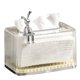 thumbnail image 1 of Tissue Box Holder Large Opening Auto Lifting Spring Home Tissue Dispenser for Bathroom Vanity Countertop Clear Body Creamy Base, 1 of 5