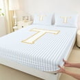 thumbnail image 4 of Feelyou Kawaii Letter T Twin Sheet Sets, Fashion Sequin Print Twin Fitted Sheet, Teens Kids Boys Girls Flat Sheet, Microfiber Bedroom Decor, 3 Pieces, 4 of 8