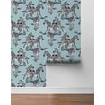 thumbnail image 6 of Harry & Grace Light Blue Playful Zebras Peel and Stick Wallpaper, 6 of 7