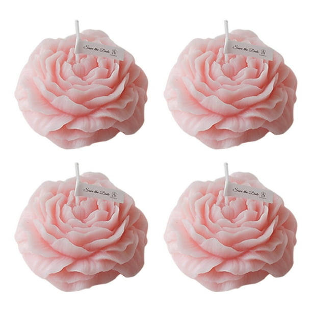 4 Velas Aromáticas de Baja Temperatura con Forma de Rosa Roja para Adultos, Seguras para El Cuerpo y de Baja Temperatura, para Jugar con Cera.
