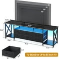 thumbnail image 2 of TV Stand with LED Lights & Power Outlets, for TVs up to 85 Inches, 6 Fabric Drawers Entertainment Center with Open Storage Shelves, 71" TV Media Console Table for Living Room, Bedroom, Black, 2 of 18