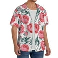 thumbnail image 2 of Sikiie Rose Flowers Men's Wrinkle Free Untucked Cuban Shirt Business Casual Button Down Shirts Short Sleeve ShirtX-Large, 2 of 5