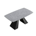 thumbnail image 5 of LaMuseCybèle 63"Modern artificial stone gray curved black metal leg dining table -6 people, 5 of 6