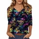 thumbnail image 3 of TaTaai Women's Fashion Christmas Printed Loose Casual V Neck With Three Quarter Sleeves And 3/4 Sleeves T-shirt Pullover Top Gift, 3 of 5