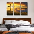 thumbnail image 4 of 3 Panel Wall Art Jesus Crosses at Sunset Poster on Canvas, USA Art Paintings Christian Religion Picture Giclee Artwork Prints for Modern Office Home Decoration, 36" Wx24 H, 4 of 7