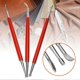 thumbnail image 3 of 3Pcs Red Stainless Steel DIY Edge Stamping Carving Handle Tool for Leather Detail Sculpture, 3 of 3
