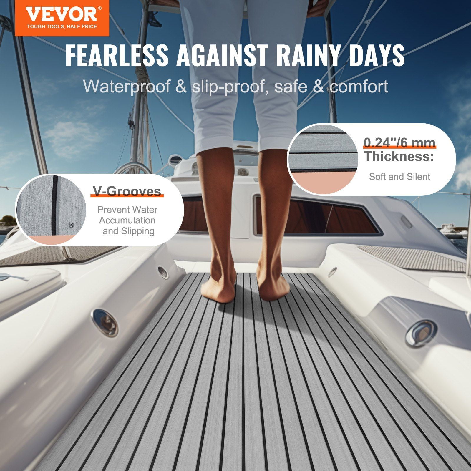 EVA Foam Boat Decking 94.5" x 45.7" (29.9 sq.ft) | Non-Slip Self-Adhesive Marine Carpet Padding for Boats, Yachts, Pontoons, Kayaks | Waterproof Boat Flooring