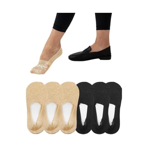 Eryueer Flammi Women's No Show Liner Socks Non Slip Cotton Bottom Socks for Sneaker Lofer