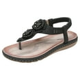 thumbnail image 1 of Bmisegm 2024 Bohemian Flower Rhinestone Women's Sandals Round Toe Clip Toe Casual Plus Size Women's Shoes Travel Beach Sandals Womens Sandals Summer Black 8, 1 of 7