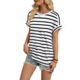 thumbnail image 6 of Ronuti Womens Tops Short Sleeve Shirts Summer Tops Dressy Casual Clothes Womens Fashion Striped T-shirts, 6 of 8