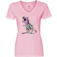 thumbnail image 3 of Inktastic Graffiti Paint Splatter T-Rex Women's V-Neck T-Shirt, 3 of 5