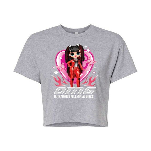 LOL OMG! Fashion Dolls - Spicy Babe - Hearts & Flames - Juniors Cropped Cotton Blend T-Shirt