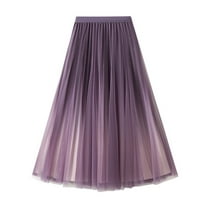 SWSMCLT Women's High Waist Tulle Skirt Mesh Soft Casual Winter Pleated Skirt Vintage Fall A Line Layered Sequin Purple Small-Large
