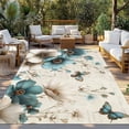 thumbnail image 2 of Teal Tulip Butterfly Outdoor Rug 6x9 Ft - Reversible Patio Rug Outdoor Camping Rugs, Turquoise Floral Farmhouse Beige Washable Indoor Outdoor Area Rugs, Non-Slip Outdoor Carpet Runner for Deck/Porch, 2 of 8
