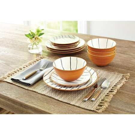 Better Homes & Gardens 12-Piece Sabin Striped Dinnerware
