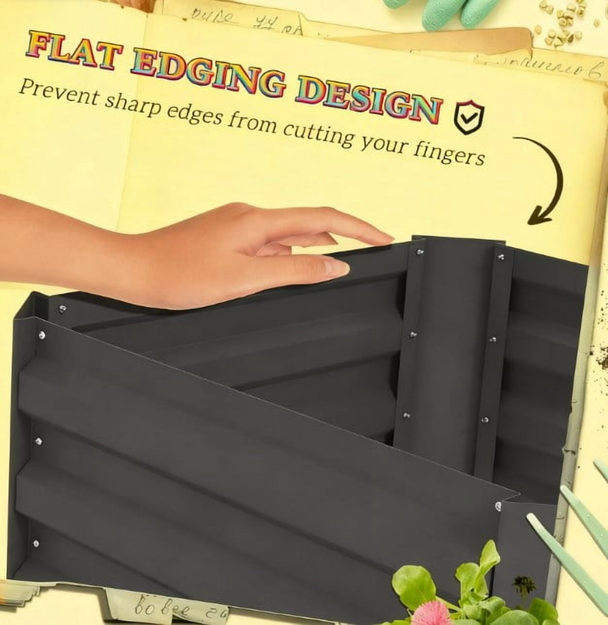 Raised Garden Bed, Galvanized Planter Box with Cage for Climbing Vines