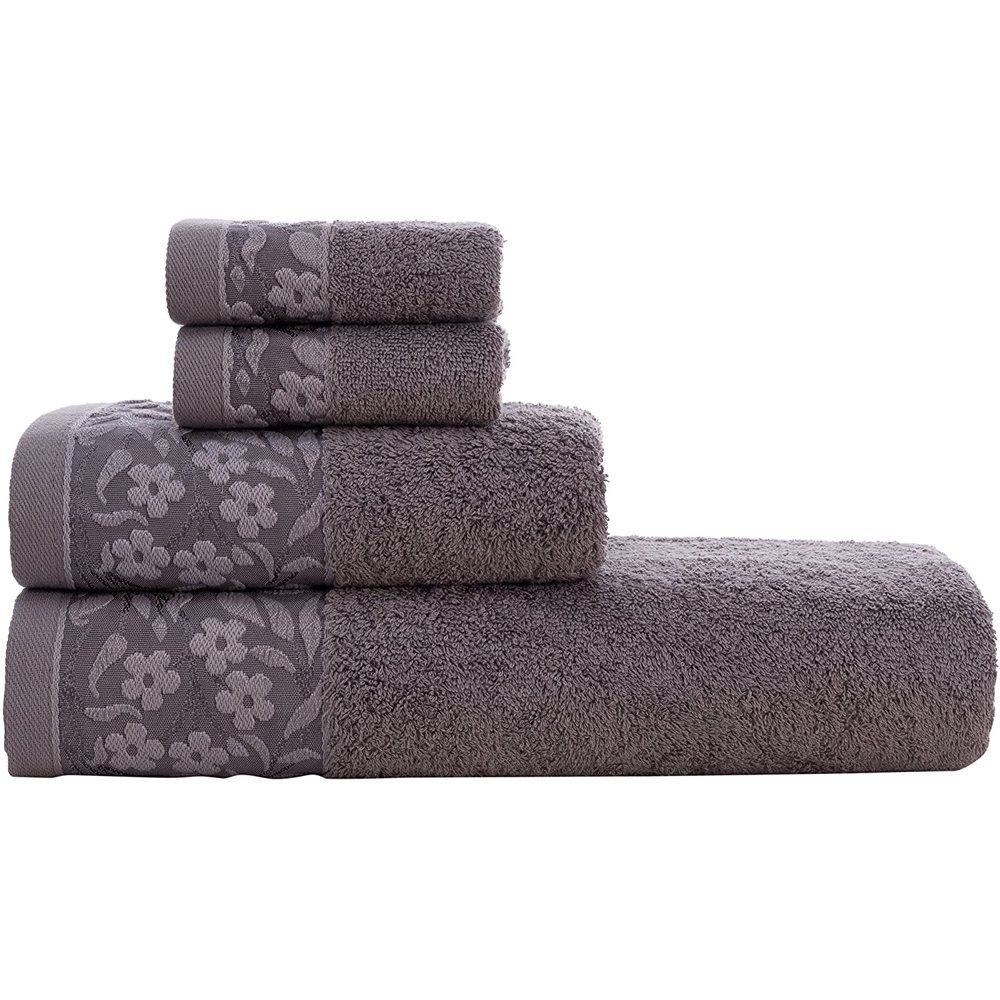 Hygge Fine Cotton Luxury Turkish Towels for Bathroom, Floral Towel Set