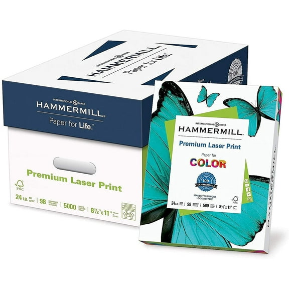 Hammermill - Laser Print Paper, 24lb, 98 Bright, 8.5 x 11 inches, 500/Ream, 10 Reams